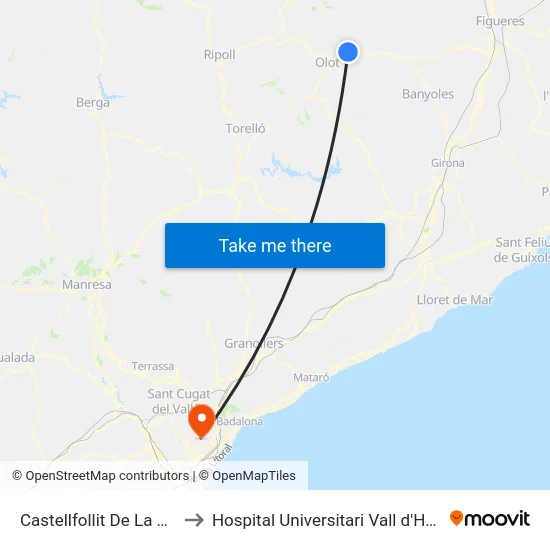 Castellfollit De La Roca to Hospital Universitari Vall d'Hebron map