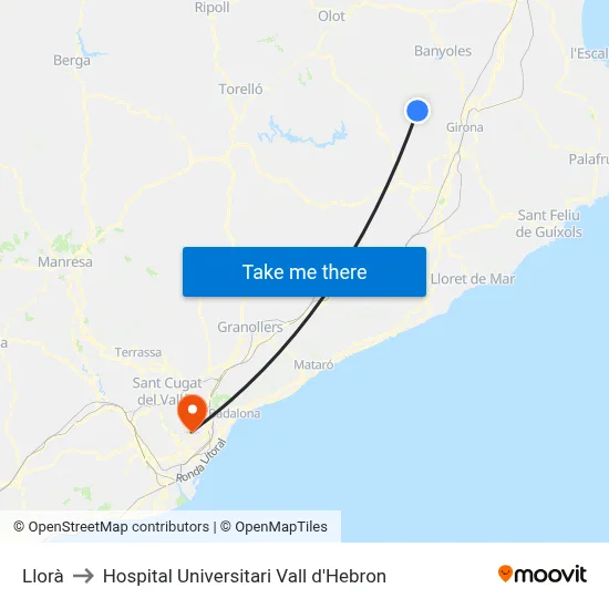 Llorà to Hospital Universitari Vall d'Hebron map