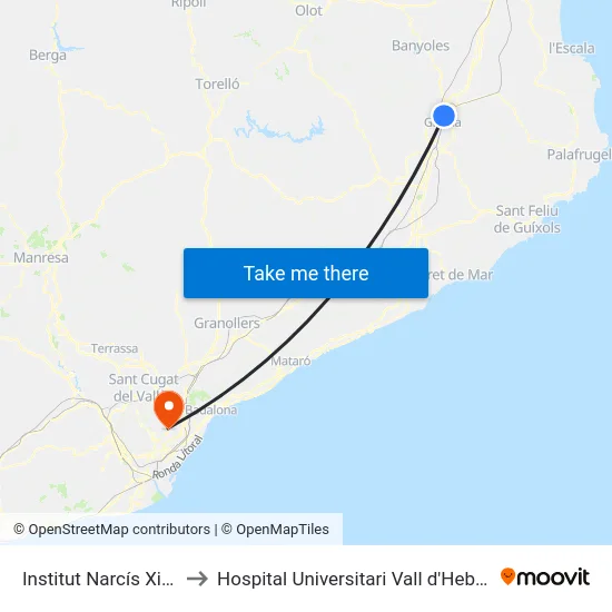 Institut Narcís Xifra to Hospital Universitari Vall d'Hebron map