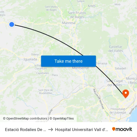 Estació Rodalies De Calaf to Hospital Universitari Vall d'Hebron map