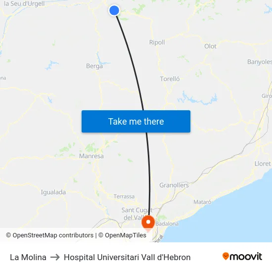 La Molina to Hospital Universitari Vall d'Hebron map