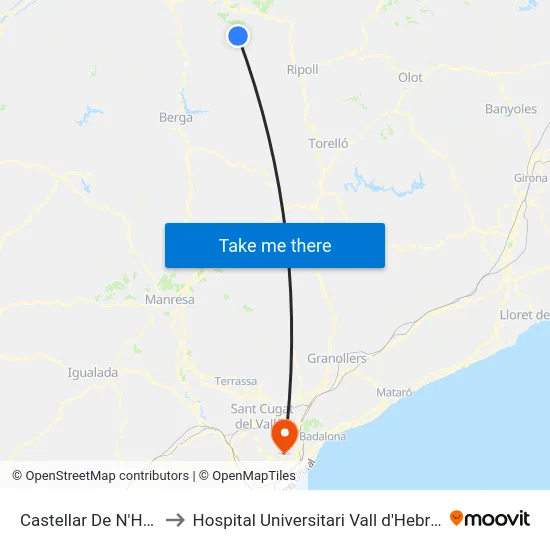 Castellar De N'Hug to Hospital Universitari Vall d'Hebron map