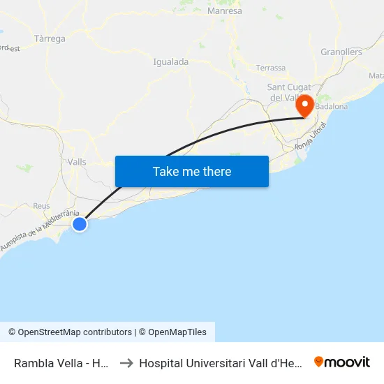 Rambla Vella - Hotel to Hospital Universitari Vall d'Hebron map