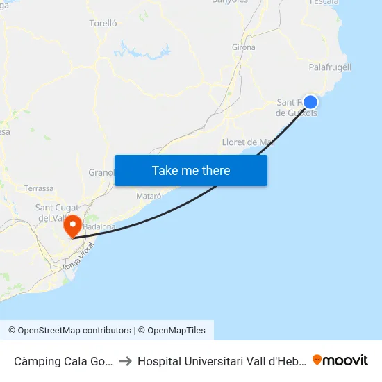 Càmping Cala Gogo to Hospital Universitari Vall d'Hebron map