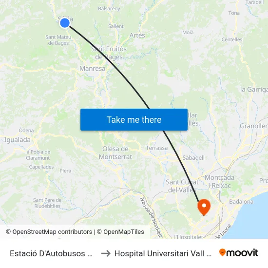 Estació D'Autobusos De Súria to Hospital Universitari Vall d'Hebron map