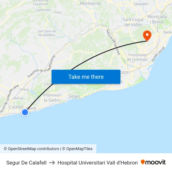 Segur De Calafell to Hospital Universitari Vall d'Hebron map