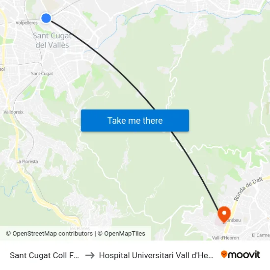 Sant Cugat Coll Favà to Hospital Universitari Vall d'Hebron map