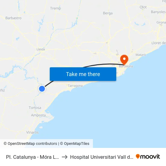 Pl. Catalunya - Móra La Nova to Hospital Universitari Vall d'Hebron map