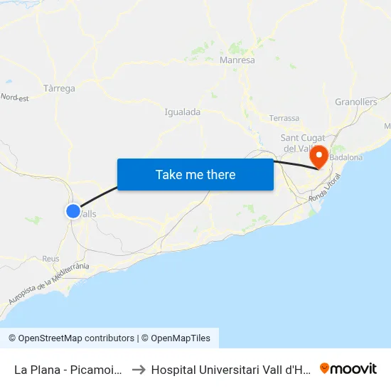 La Plana - Picamoixons to Hospital Universitari Vall d'Hebron map
