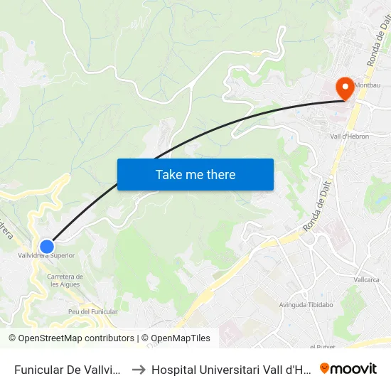 Funicular De Vallvidrera to Hospital Universitari Vall d'Hebron map