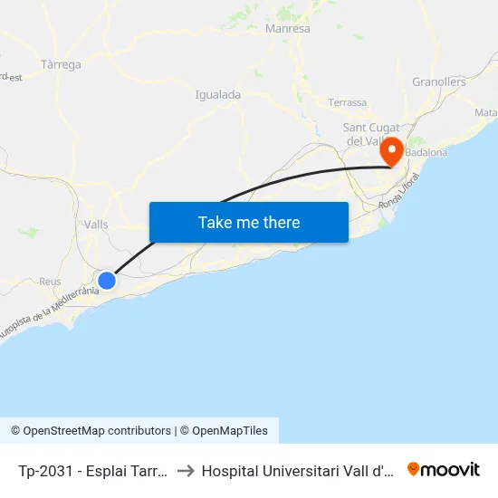 Tp-2031 - Esplai Tarragoní to Hospital Universitari Vall d'Hebron map