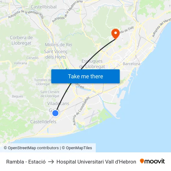 Rambla - Estació to Hospital Universitari Vall d'Hebron map
