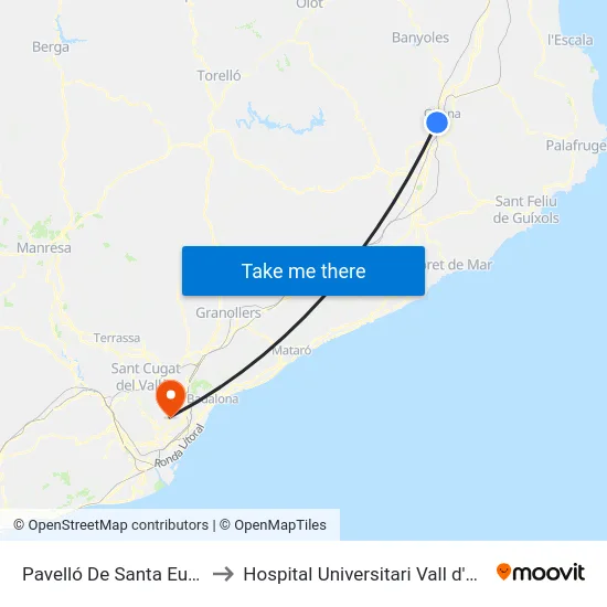 Pavelló De Santa Eugènia to Hospital Universitari Vall d'Hebron map