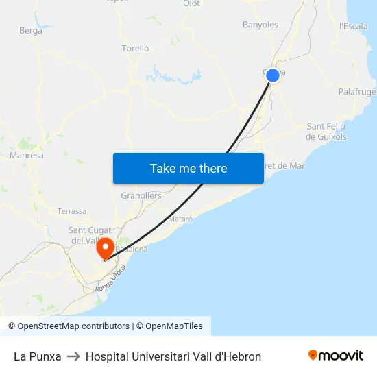 La Punxa to Hospital Universitari Vall d'Hebron map