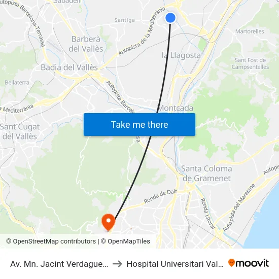 Av. Mn. Jacint Verdaguer - Rambla to Hospital Universitari Vall d'Hebron map