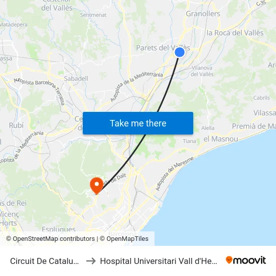 Circuit De Catalunya to Hospital Universitari Vall d'Hebron map