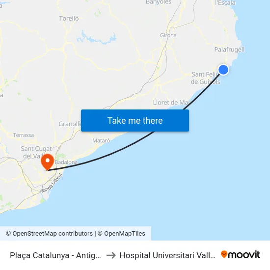 Plaça Catalunya - Antiga Estació to Hospital Universitari Vall d'Hebron map