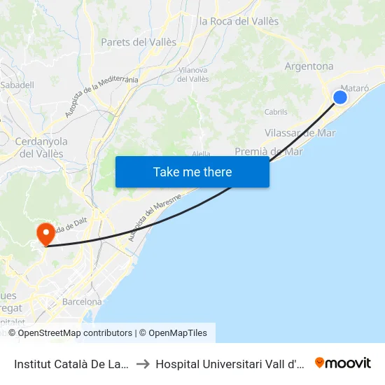 Institut Català De La Salut to Hospital Universitari Vall d'Hebron map