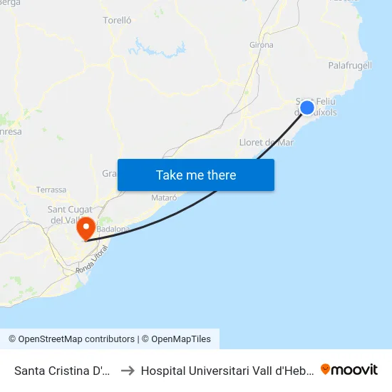Santa Cristina D'Aro to Hospital Universitari Vall d'Hebron map