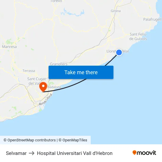 Selvamar to Hospital Universitari Vall d'Hebron map