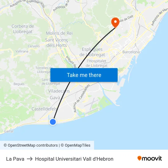 La Pava to Hospital Universitari Vall d'Hebron map