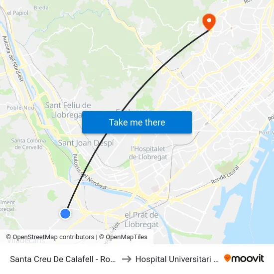 Santa Creu De Calafell - Ronda Sant Ramon to Hospital Universitari Vall d'Hebron map
