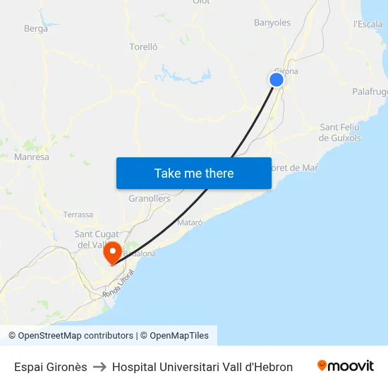 Espai Gironès to Hospital Universitari Vall d'Hebron map