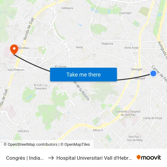 Congrés | Indians to Hospital Universitari Vall d'Hebron map