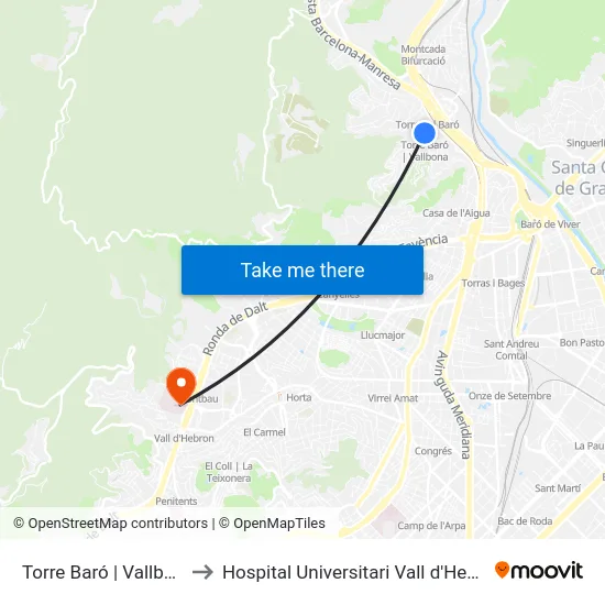 Torre Baró | Vallbona to Hospital Universitari Vall d'Hebron map
