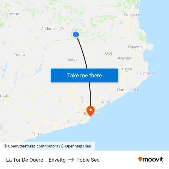 La Tor De Querol - Enveitg to Poble Sec map
