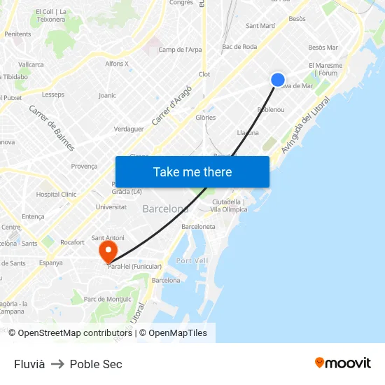 Fluvià to Poble Sec map