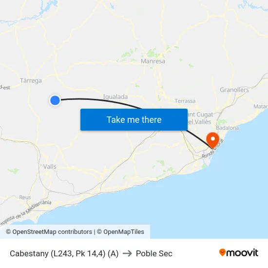 Cabestany (L243, Pk 14,4) (A) to Poble Sec map