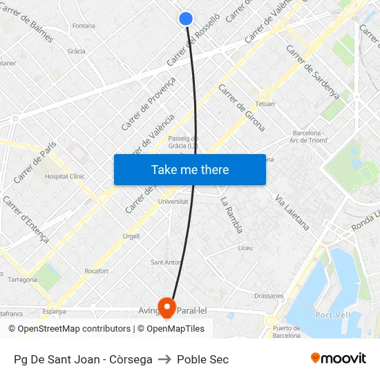 Pg De Sant Joan - Còrsega to Poble Sec map