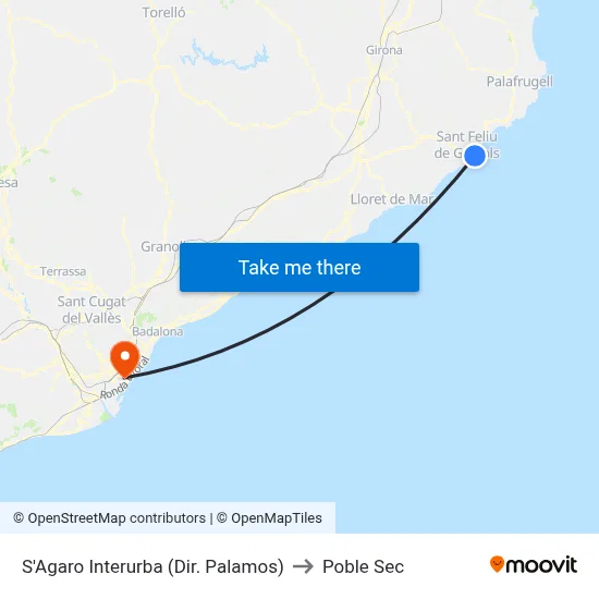 S'Agaro Interurba (Dir. Palamos) to Poble Sec map