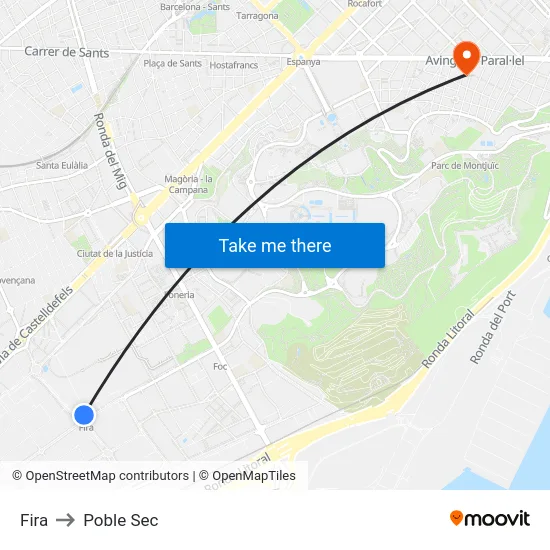 Fira to Poble Sec map