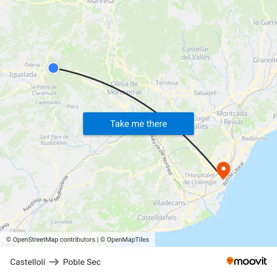 Castellolí to Poble Sec map