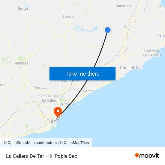 La Cellera De Ter to Poble Sec map
