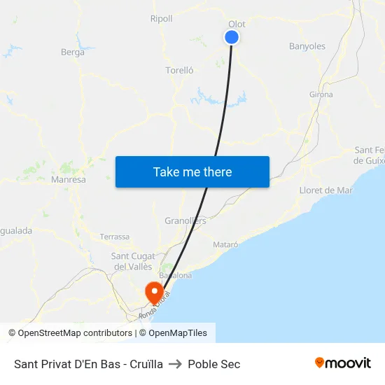 Sant Privat D'En Bas - Cruïlla to Poble Sec map