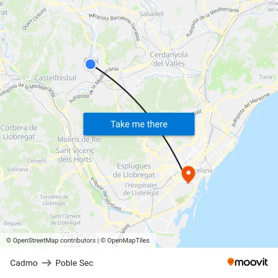 Cadmo to Poble Sec map