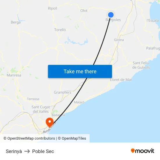 Serinyà to Poble Sec map