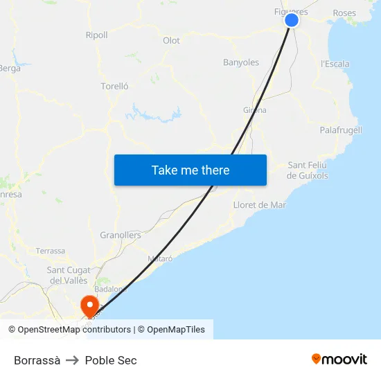 Borrassà to Poble Sec map