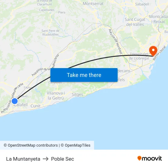 La Muntanyeta to Poble Sec map