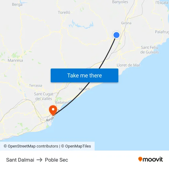 Sant Dalmai to Poble Sec map