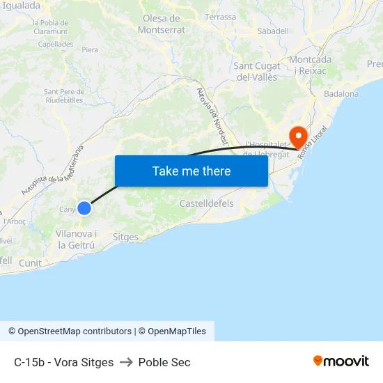 C-15b - Vora Sitges to Poble Sec map