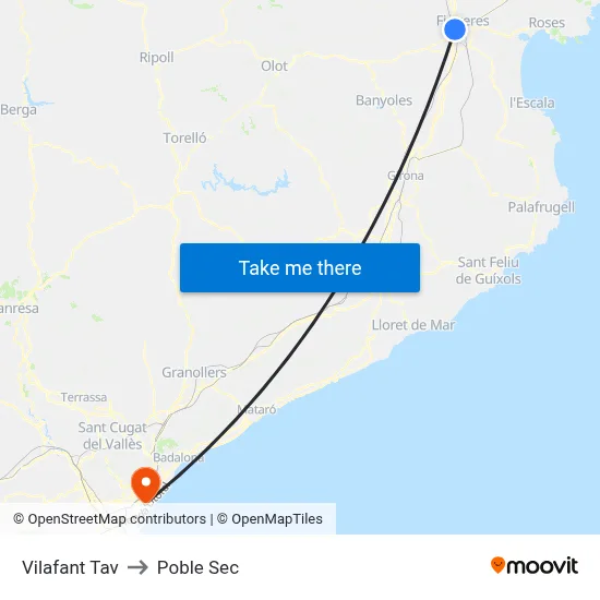 Vilafant Tav to Poble Sec map