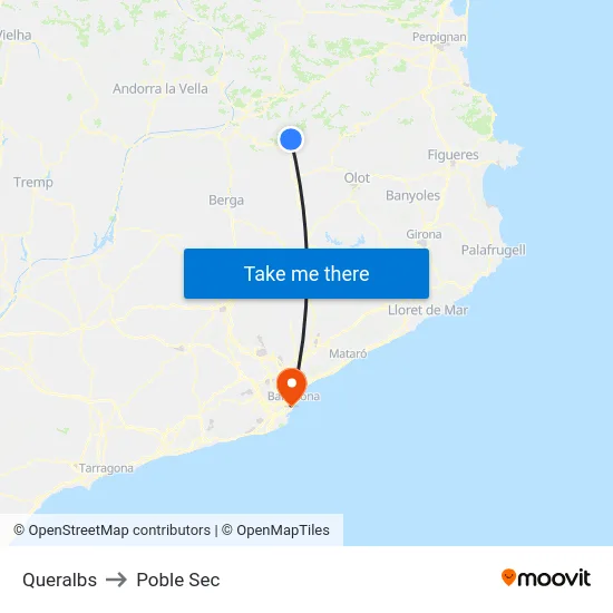 Queralbs to Poble Sec map
