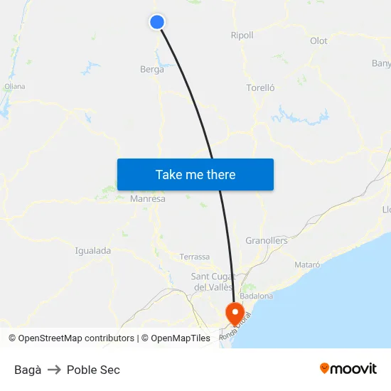 Bagà to Poble Sec map
