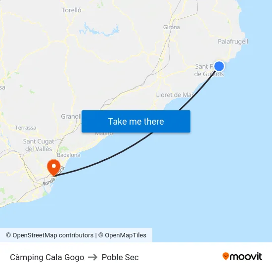 Càmping Cala Gogo to Poble Sec map