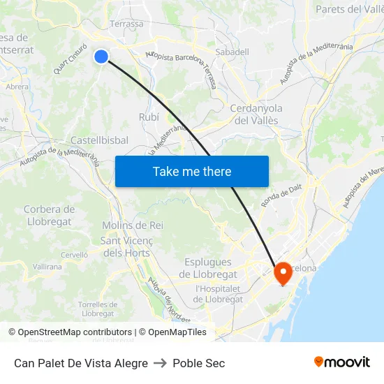 Can Palet De Vista Alegre to Poble Sec map