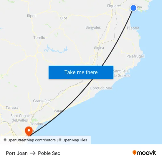 Port Joan to Poble Sec map